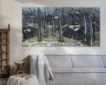 3d render illustration fantasy of a fractal futuristic landscape by W J Kok