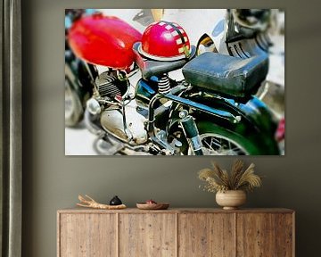 Vintage-Motorrad und Helm