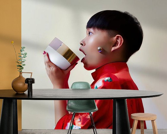 Voorbeeld van het werk in een kamer