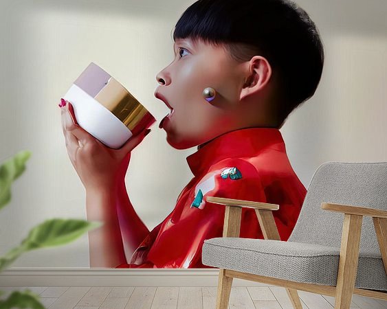 Voorbeeld van het werk in een kamer