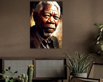 Portret van Morgan Freeman van Maarten Knops