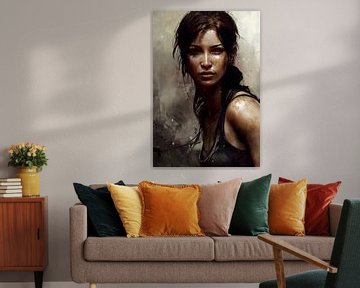 Portret van Lara Croft van Maarten Knops