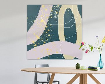 Abstract pastel  in Wild Wonder colors in green, pink and beige by Dina Dankers