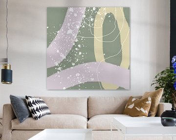 Abstract  boho pastel  in Wild Wonder colors in green, beige and pink by Dina Dankers