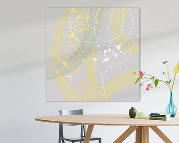 Abstract  boho pastel  in Wild Wonder colors in beige, green and yellow by Dina Dankers
