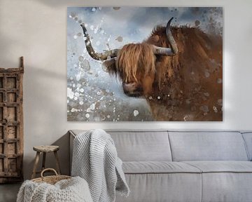 Gemälde schottischer Highlander | Highlander-Kuh von MadameRuiz