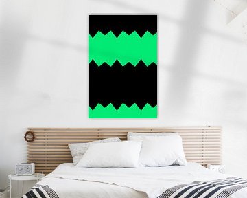 Modern minimalistisch digitaal kunstwerk in groen en zwart van Ans Houben