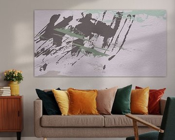 Abstract minimalist art in Wild Wonder Flexa colors in pink, taupe and green. by Dina Dankers
