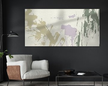 Abstract minimalist art in Wild Wonder Flexa colors in white, gold, pink , green by Dina Dankers