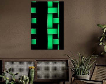 Verticaal abstract groen modern weefsel vlechtwerk van Ans Houben