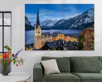 Mountain village Hallstatt at night by Michael Abid