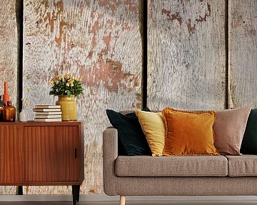 Close-up van Verweerde houten planken