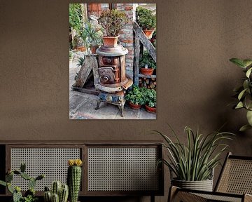 Old Wood Stove With Succulents