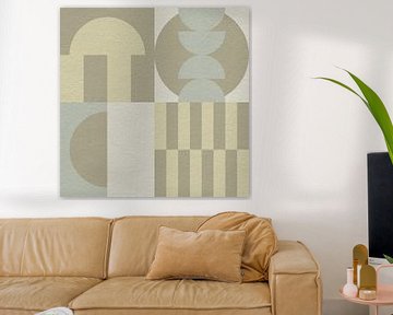 Abstracte geometrische moderne kunst in groen, beige en bruin van Dina Dankers