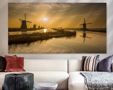 Kinderdijk Zonsopkomst van Mark De Rooij