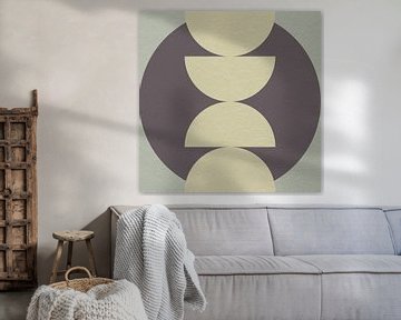 Abstract geometric modern art in yellow, brown and green. by Dina Dankers