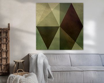 Modern Abstract geometric art in dark gold, brown and silver. by Dina Dankers