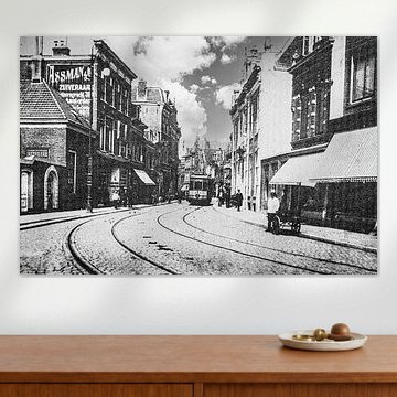 Haarlem d'antan avec les rails du tram.