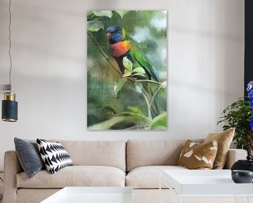 Tropische vogel - digitaal artwork in mixed media stijl