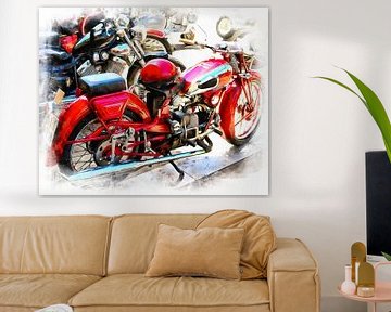 Rode Moto Guzzi en helm van Dorothy Berry-Lound