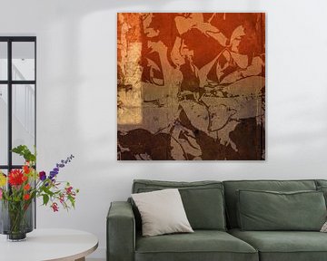 Per Ignem. Art abstrait minimaliste en brun rouille et orange. sur Dina Dankers