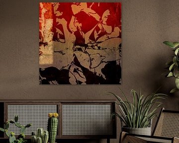 Per Ignem. Abstracte minimalistische kunst in roestbruin, oranje en rood van Dina Dankers