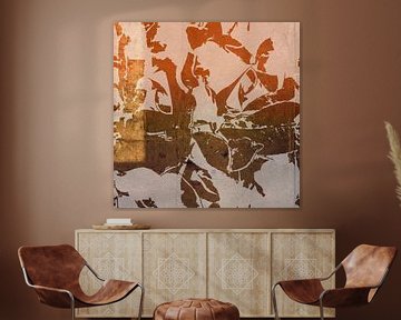 Per Ignem. Abstracte minimalistische kunst in roestbruin, oranje en wit van Dina Dankers