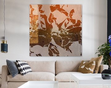 Per Ignem. Abstracte minimalistische kunst in roestbruin, oranje en wit van Dina Dankers