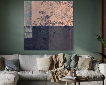 Quadrata. Abstracte minimalistische kunst pastel roze, warm grijs en bruin van Dina Dankers
