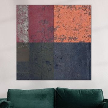 Quadrata. Abstract minimalist art in red, blue, green and orange by Dina Dankers