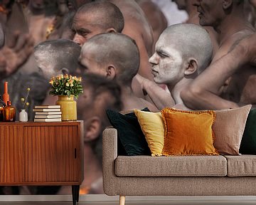 Naga sadhu op het Kumbh Mela festival in Haridwar van Wout Kok