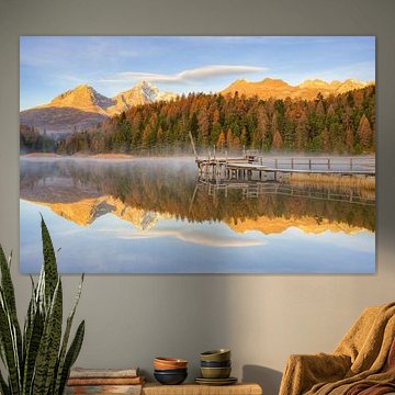 Le matin au lac Stazersee en Engadine en Suisse sur Michael Valjak