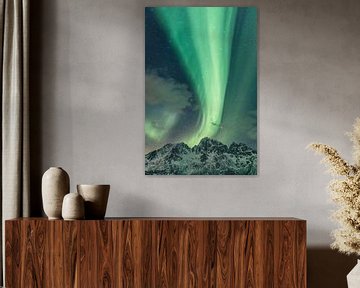 Nordlichter, Aurora Borealis über den Lofoten in Norwegen von Sjoerd van der Wal Fotografie