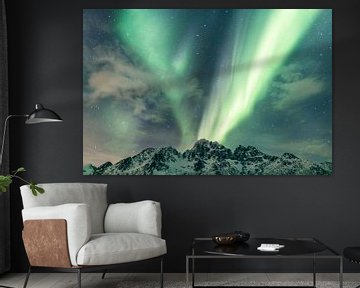 Nordlichter, Aurora Borealis über den Lofoten in Norwegen von Sjoerd van der Wal Fotografie