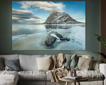 Paysage d'hiver des Lofoten sur l'île de Gimsøya en hiver sur Sjoerd van der Wal Photographie