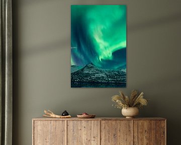 Nordlichter, Aurora Borealis über den Lofoten in Norwegen von Sjoerd van der Wal