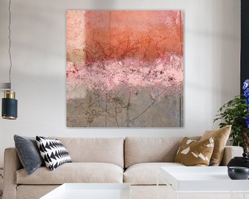 Aurora Botanica - Abstract Scandinavisch minimalistisch in roze, oranje, beige van Dina Dankers
