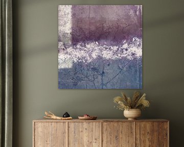 Aurora Botanica - Abstract Scandinavisch minimalistisch in paars, blauw, bruin en wit van Dina Dankers
