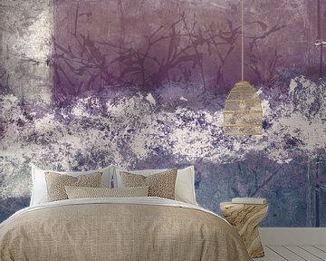 Aurora Botanica - Abstract Scandinavian Minimalist in purple, blue, brown and white by Dina Dankers