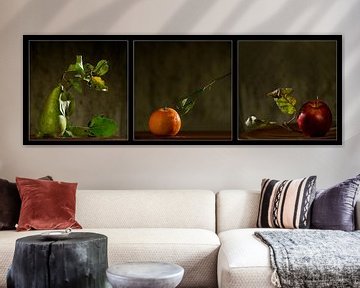 Triptych with fruit by Herman Peters