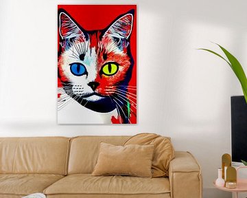 Portret van een kat XI - kleurrijk popart graffiti van Lily van Riemsdijk - Art Prints with Color