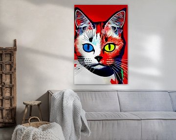 Portrait of a cat XI - colorful pop art graffiti by Lily van Riemsdijk - Art Prints with Color