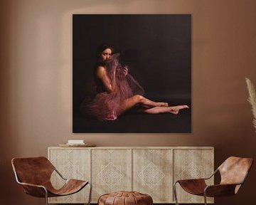 Ballerina sitting in color with pink tutu 04 by FotoDennis.com