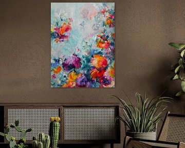 Before you go... - kleurrijk abstract bloemrijk schilderij