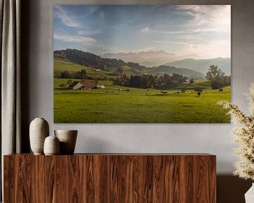 Appenzell avec vue sur les montagnes de l'Alpstein et le Säntis sur Conny Pokorny