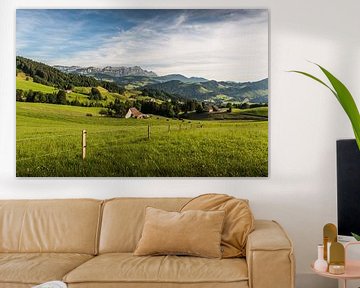 Appenzellerland met uitzicht op het Alpstein-gebergte en de Säntis van Conny Pokorny