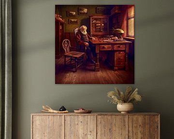 Oude man met baard aan bureau Antiek van Animaflora PicsStock