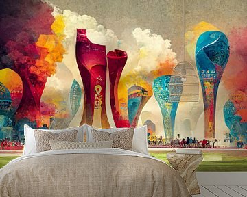 Illustratie van het wereldkampioenschap voetbal in Qatar 2022 02 van Animaflora PicsStock