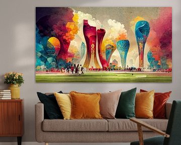 Illustratie van het wereldkampioenschap voetbal in Qatar 2022 02 van Animaflora PicsStock