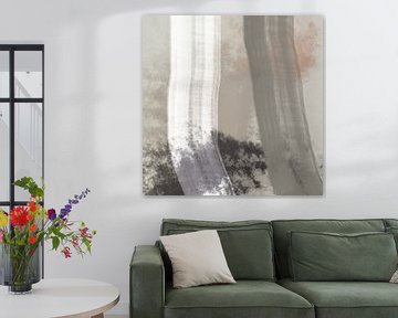 Abstract Scandinavisch minimalistisch in beige, taupe, bruin en roze van Dina Dankers